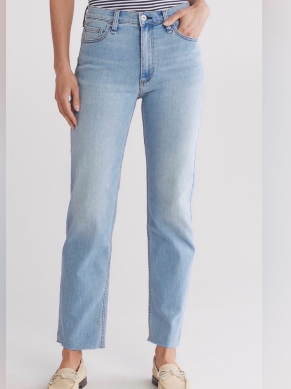 Rag & Bone "Hattie" raw hem jeans in mid-rise, full-length fit, size 28